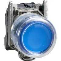 Schneider Electric XB4BP683M5EX Leuchtdrucktaster, Harmony XB4, Metall, 22mm, blau, unbeschriftet, tastend, mit Schutzkappe, 1S, 230V AC, ATEX