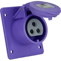 Pce 362v Anbausteckdose gerade 16A 2p 24V IP44/54 (Flansch 70x70 - Lochabstand 56x56)