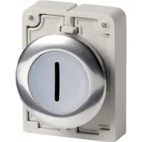 Eaton 182935 Leuchtdrucktaste, RMQ-Titan, flach, rastend, weiß, beschriftet 1, Frontring Metall M30C-FDRL-W-X1