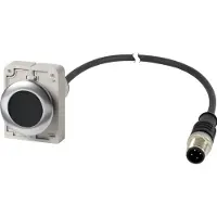 Eaton 185994 Drucktaste, flach, rastend, 1 Ö, Kabel (schwarz) mit M12A-Stecker, 4-polig, 1 m, schwarz, unbeschriftet, Frontring Metall