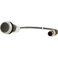 Eaton 181045 Drucktaste, flach, tastend, 1 Ö, Kabel (schwarz) mit M12A-Stecker, 4-polig, 1 m, schwarz, unbeschriftet, Frontring Titan C22-D-S-K01-P5