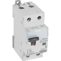 Legrand 411102 DX3 FI/LS-Schalter C-Charakteristik, 6A, 1P+N, 6kA, 30mA, Typ F, 230VAC, 2TE