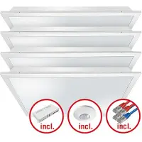 ESYLUX EQ10132476 LED-Leuchtenset mit opaler (MILKY) Abdeckung (Diffusor), LED-Leistung 120W. Bestehend aus 4 Leuchten mit 30W, Farbtemperatur ca.