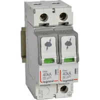 Legrand 412241 Überspannungsableiter Typ 2, 2+0 Schaltung, 230/400 VAC, Imax 40 kA, (Uc)320 VAC
