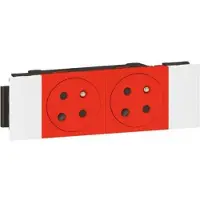 Legrand 077122L Mosaic 2-fach Schutzkontakt-Steckdose,codiert, Snap-On, EBS Farbe: Rot