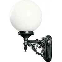ALBERT LEUCHTEN Wandleuchte A-92126, schwarz-silber, Aluguss, Opalglas, IP44, E27, 250mm