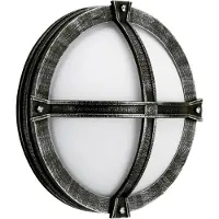 ALBERT LEUCHTEN Wandleuchte A-142373, schwarz-silber, Aluguss, Opalglas, IP44, E27, 280mm