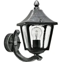 Albert Wandleuchte A-252839, schwarz-silber, stehend, Aluguss, IP44, mit Montageplatte