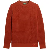 Superdry für Herren. M6110657A Strickpulli mit Rundhalsausschnitt und orangefarbener Textur (XL), Lässig, Baumwolle