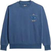 Superdry für Damen. W2012154A Locker sitzendes Sweatshirt mit Metallic-Logo Luxe blau (XS), Lässig, Baumwolle, Nachhaltig
