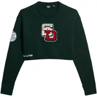 Superdry für Damen. W6110537A Varsity-Pullover mit Rundhalsausschnitt kurz grün grün (L), Lässig, Bio-Baumwolle, Nachhaltig
