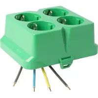 Kaiser AT2239 Steckbar Frontteil AK2, 4x Schuko, grün,, in:4pol H07V-U, 125x100x50 mm - 10 Stück