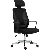 CLP Bürostuhl Kanab I Ergonomisch Mit Lendenwirbelstütze Und Verstellbarer Kopfstütze, Farbe: schwarz