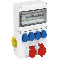 Spelsberg 73142421 Steckdosenkombination, grau, Schutzart IP44, Schlagfestigkeit IK08, Schutzklasse II, Bemessungsisolationsspannung 400V AC