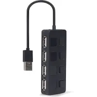 Gembird UHB-U2P4-05, USB 2.0 Type-A, USB 2.0, Schwarz, 0,15 m, Windows 10, Windows 11, Windows 8, 32 mm