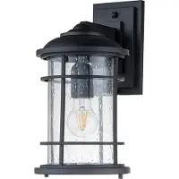 FEISS Wandleuchte LIGHTHOUSE 1xE27 40W IP44 Aluminium Stahl schwarz strukturiert, Glas klar H:35.2cm Ø18.1cm dimmbar