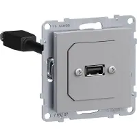 Legrand 765287 SEANO USB-Datendose mit Kabel, USB 3.0, Kabellänge: 15 cm, inkl. Abdeckung, AL