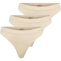 ONLY String "String ONLCHLOE LACE THONG 3er Pack", Damen, Gr. L-XL, beige, Obermaterial: 94% Polyamid PA. 6% Elasthan EL., Unterhosen String