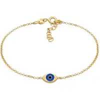 Elli Armkette "Armband Evil Eye Auge Symbol Emaille 925er Silber" Gr. 160, gold, Armbänder, Damen, Silber 925 (Sterlingsilber), Armkette