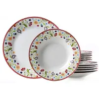 Flirt by R&B Tafelservice RITZENHOFF & BREKER "Doppio Shanti, Teller Set, Geschirr-Set", bunt (weiß, bunt), 12 Stk., Porzellan, Geschirr-Sets, Tafelservice, 12 Teile, für 6 Personen