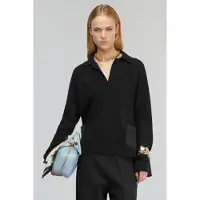 Semicouture für Damen. Y5WG21 Acantha Poloshirt schwarz (L), Lässig, Wolle, Langarm
