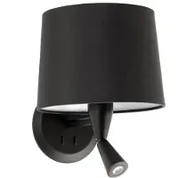 Faro Wandleuchte Conga mit LED-Leseleuchte, schwarz