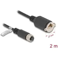 DeLOCK M12 Kabel A-kodiert 8 Pin Buchse zu RJ45 Buchse zum Einbau Cat.5e FTP 2 m schwarz, 2 m, Cat5e, F/UTP (FTP), M12, RJ-45, Schwarz