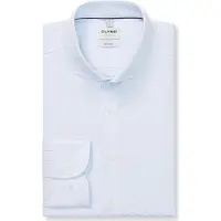 Olymp Langarmhemd "Level Five", Herren, Gr. 44, N-Gr, bleu, Web, Obermaterial: 100% Baumwolle, normal, Manschette, Hemden Langarmhemd, body fit, Haifischkragen, Webmuster, Businesshemd
