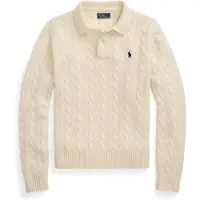 Ralph Lauren für Damen. 211972132001 Beigefarbenes Poloshirt aus Wolle und Kaschmir (L), Lässig