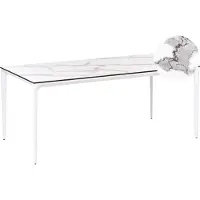 Beliani Gartentisch Weiß HPL-Platte Marmor Optik Rechteckig 180x90 cm mit Metallgestell Aluminium Modern Outdoor Esstisch für 6 Personen