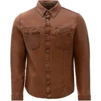 RICANO Langarmhemd "Lederjacke Reverse Shirt", Herren, Gr. XXL, N-Gr, braun (cognac), Obermaterial: 100% Lammnappaleder LANA., normal, Rundhals, Hemden Langarmhemd, Handgefertigt aus echtem Leder