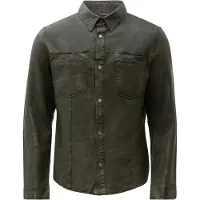 RICANO Langarmhemd "Lederjacke Reverse Shirt", Herren, Gr. 3XL, N-Gr, grün (oliv), Obermaterial: 100% Lammnappaleder LANA., normal, Rundhals, Hemden Langarmhemd, Handgefertigt aus echtem Leder