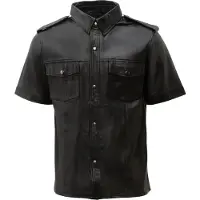 RICANO Kurzarmhemd "Lederhemd Lederhemd Kurzarm", Herren, Gr. 3XL, N-Gr, schwarz, Obermaterial: 100% Lammnappaleder LANA., schmal, Rundhals, Hemden Kurzarmhemd, Handgefertigt aus echtem Leder