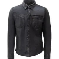 RICANO Langarmhemd "Lederjacke Reverse Shirt", Herren, Gr. S, N-Gr, blau, Obermaterial: 100% Lammnappaleder LANA., normal, Rundhals, Hemden Langarmhemd, Handgefertigt aus echtem Leder