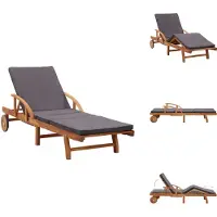 The Living Store Sonnenliege mit Auflage Massivholz Akazie
