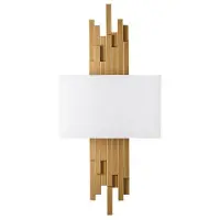 Opviq , Moderne Wandleuchte aus Metall (Gold & Weiß), 35 x 75 x 10 cm | Stoffschirm, 2 x E14 Max 40 W | Ideal für Hotel & stilvolle Wohnräume, IP20, ohne Glühbirne.
