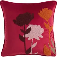 Tom Tailor Dekokissen HOME "Flowers", rot, B:45cm L:45cm, Obermaterial: 100% Polyester, Dekokissen_Sitzkissen_Kissenhüllen, Dekokissen, aus weichem Velvet