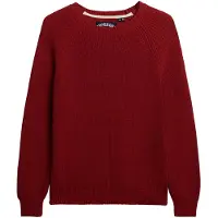 Superdry für Damen. W6110672A Entspannter Rippenstrickpullover kastanienbraun (L), Rot, Lässig, Baumwolle