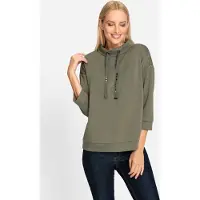 HEINE Sweatshirt , Damen, Gr. 42, grün (khaki), 50% Modal, 44% Polyester, 6% Elasthan, unifarben, Sweatshirts Sweatshirt