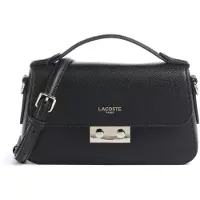 Lacoste Leder Umhängetasche Flap Crossover Bag Noir schwarz