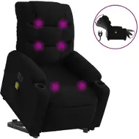 vidaXL Elektrischer Massagesessel mit Aufstehhilfe Schwarz Stoff