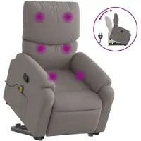 vidaXL Massagesessel mit Aufstehhilfe Taupe Stoff