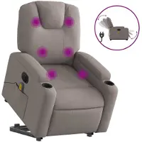 vidaXL Elektrischer Massagesessel mit Aufstehhilfe Taupe Stoff