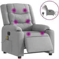 vidaXL Massagesessel Elektrisch Hellgrau Stoff