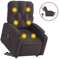 vidaXL Elektrischer Massagesessel mit Aufstehhilfe Dunkelbraun Stoff