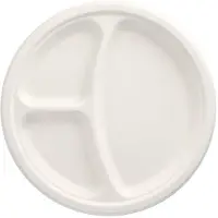 Papstar 50 Teller, Zuckerrohr "pure" 3-geteilt Ø 26 cm · 2 cm weiss