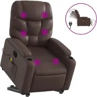 vidaXL Massagesessel mit Aufstehhilfe Elektrisch Braun Kunstleder