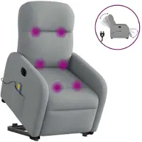 vidaXL Elektrischer Massagesessel mit Aufstehhilfe Hellgrau Stoff
