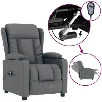 vidaXL Relaxsessel Elektrisch Grau Kunstleder