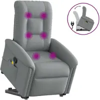 vidaXL Massagesessel mit Aufstehhilfe Hellgrau Stoff